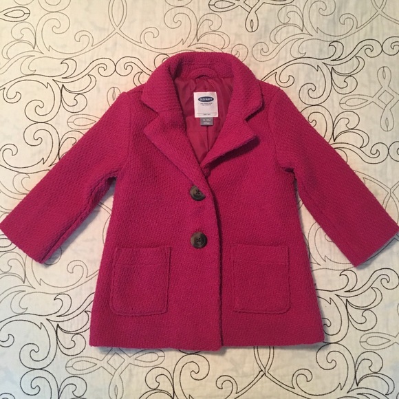 Old Navy, Tweed Peacoat 12-18 MO | Magenta - Picture 2 of 10